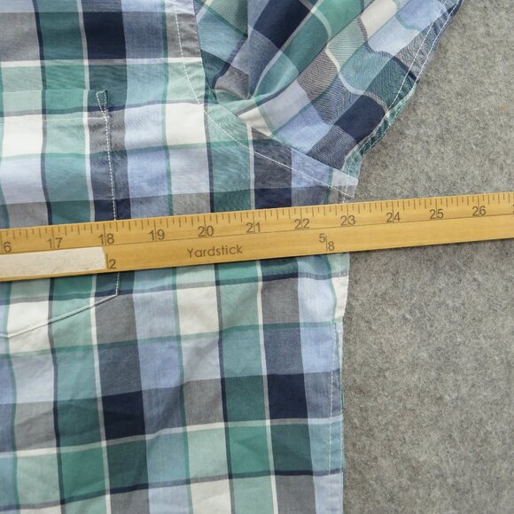 Banana Republic Shirt Mens Large Green Blue Button Up Plaid Slim Custom - Picture 11 of 14